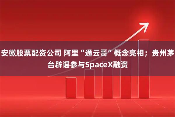 安徽股票配资公司 阿里“通云哥”概念亮相；贵州茅台辟谣参与SpaceX融资