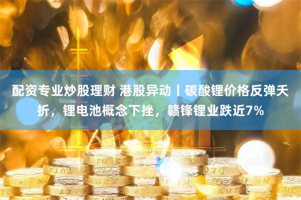 配资专业炒股理财 港股异动丨碳酸锂价格反弹夭折，锂电池概念下挫，赣锋锂业跌近7%
